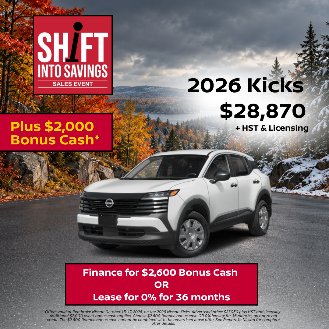 2026 Kicks S AWD — Shift into Savings offer